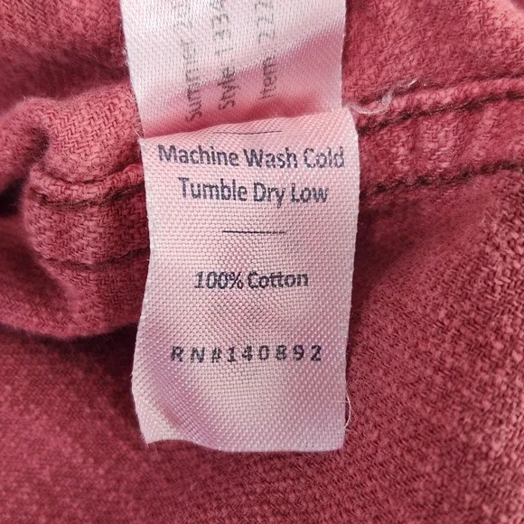 Marine Layer Mens Selvage Short Sleeve Button Down Shirt Red Cotton Slub Large - Picture 8 of 9